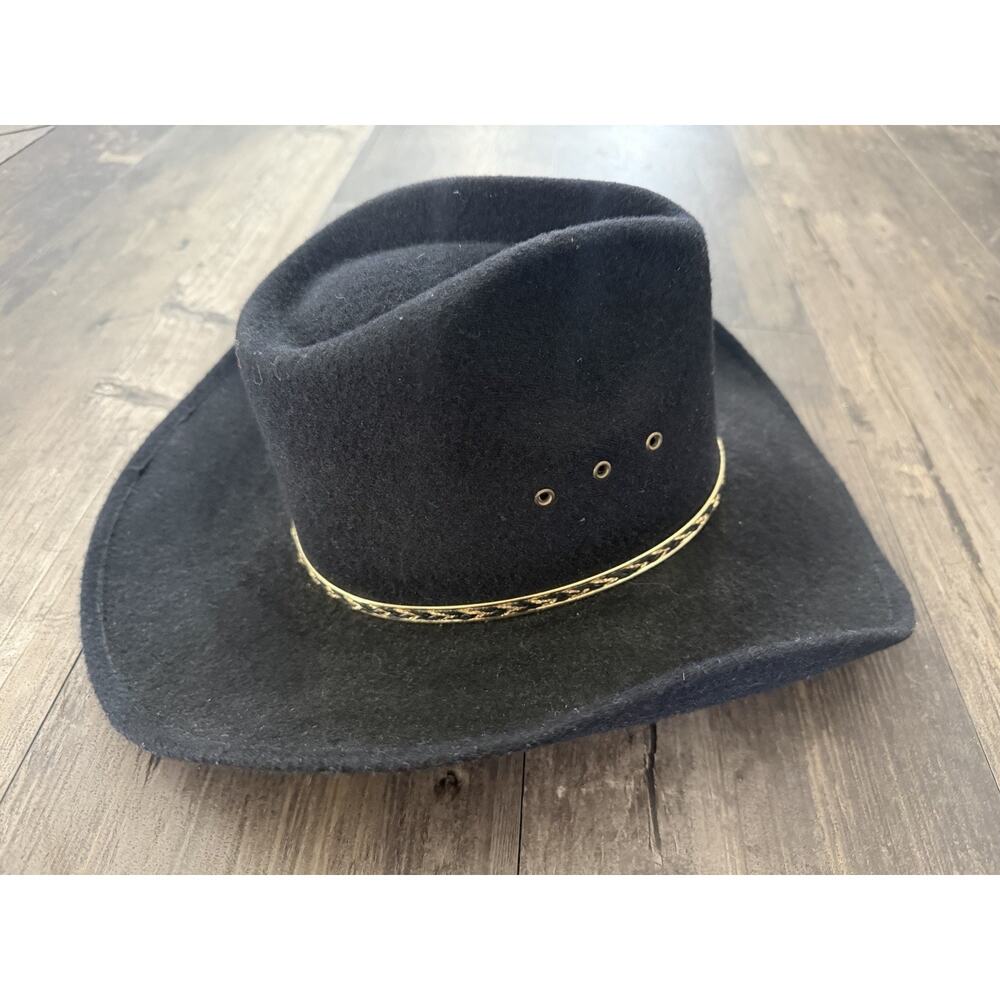 Western Express Black Wool Felt Cowboy Hat Size 6 3/4 Western Ranch Rodeo
